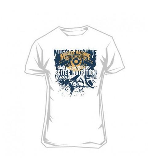 T SHIRT SCITEC-MUSCLE MACHINE BLANC