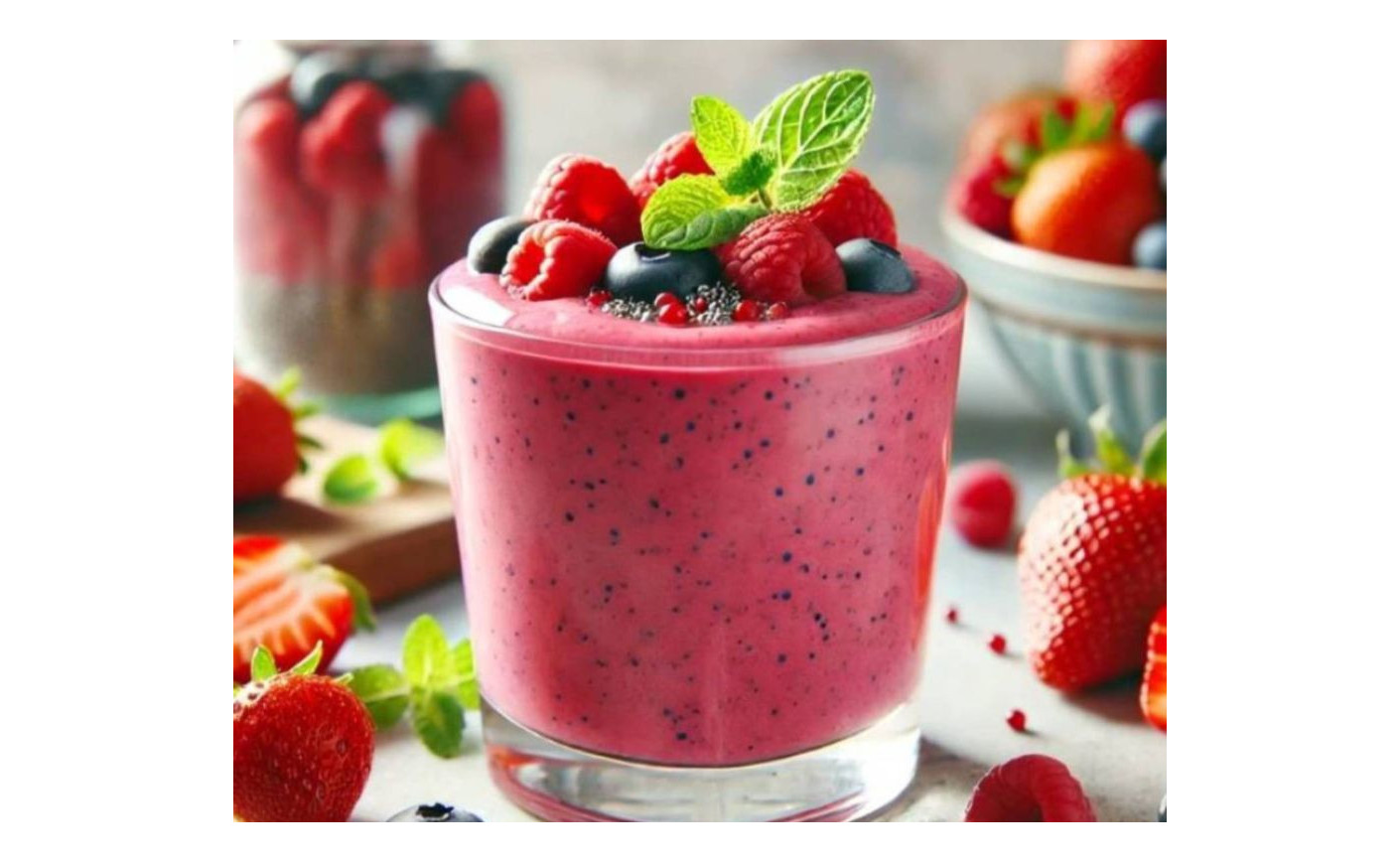 Smoothie Protéiné aux Fruits Rouges et Graines de Chia